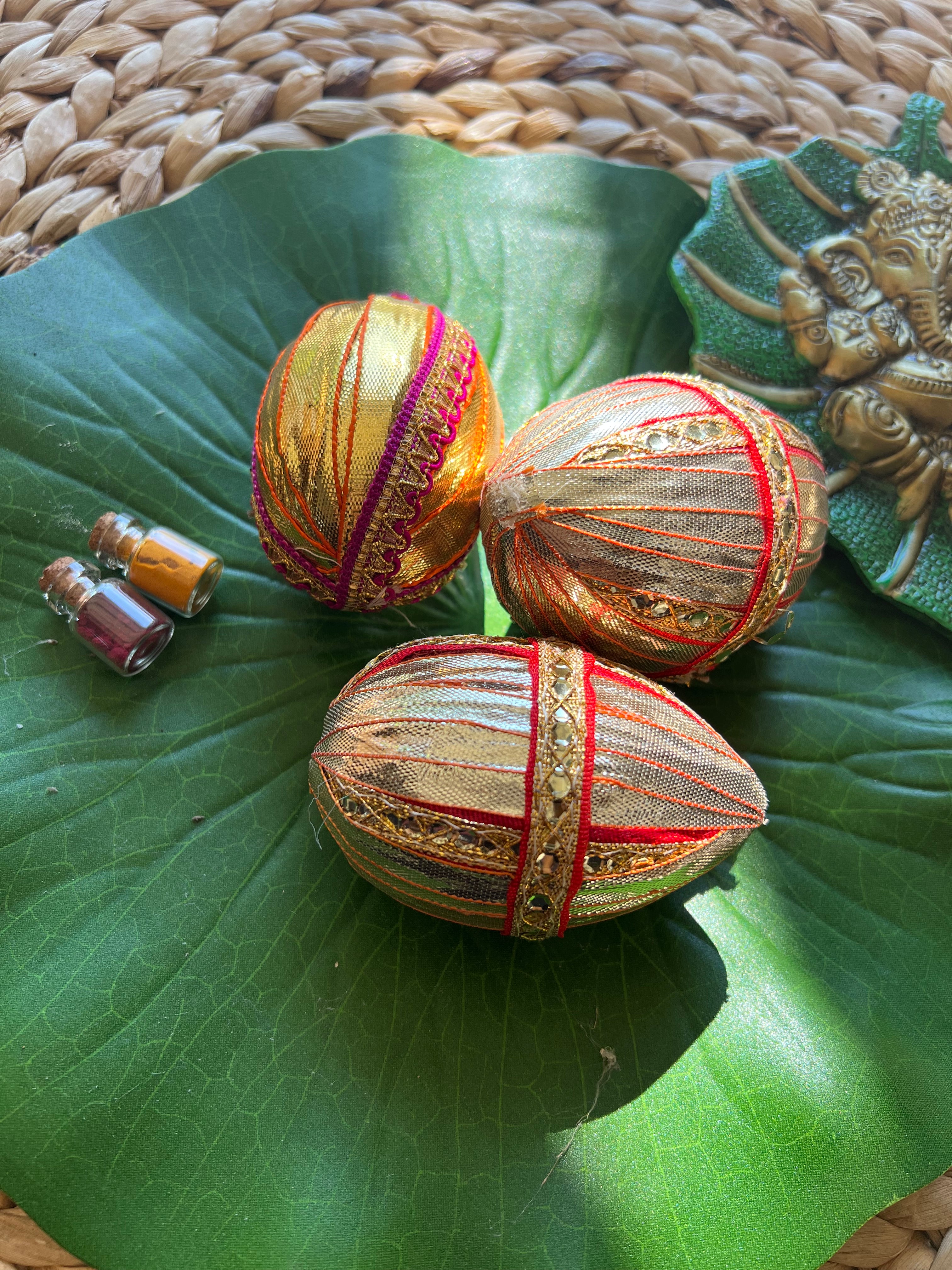 Gota wrapped Coconut for Shagun and Thamboolam – Krishna HomeDecor