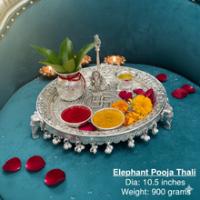 Load image into Gallery viewer, Elephant German Silver Pooja Thali