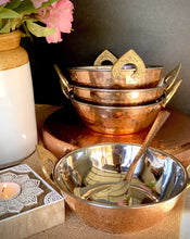 Load image into Gallery viewer, Hammered Copper Kadhai Server w/spoon - 500 ml