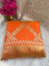 Load image into Gallery viewer, Orange Banarasi Cushion Cover
