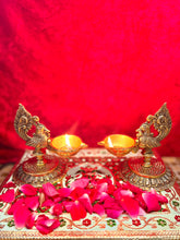 Load image into Gallery viewer, Gold Peacock Diya