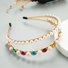 Load image into Gallery viewer, Gemstone and Pearl Sheeshphool Headbands