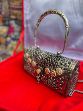 Load image into Gallery viewer, Embellished Oxidized Silver Handbag
