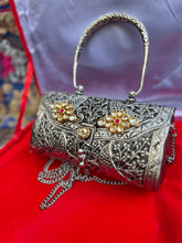 Load image into Gallery viewer, Embellished Oxidized Silver Handbag
