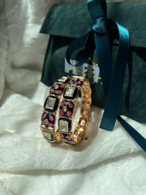 Load image into Gallery viewer, Myra Enamel Kundan Bangles- Set of 2
