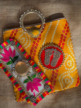 Load image into Gallery viewer, Bandhani Bag W/ Tealight and Charan Paduka
