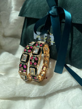 Load image into Gallery viewer, Myra Enamel Kundan Bangles- Set of 2
