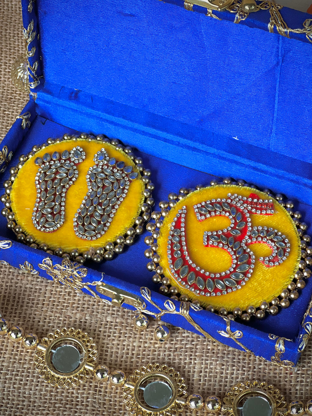Embroidered Gift Box w/ Om and Laxmi Charan