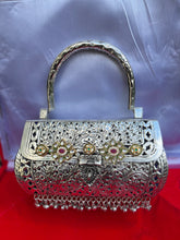 Load image into Gallery viewer, Embellished Oxidized Silver Handbag
