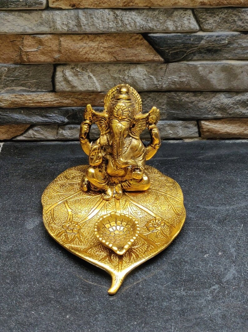 Seated Ganesh On Leaf