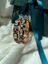 Load image into Gallery viewer, Myra Enamel Kundan Bangles- Set of 2
