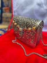 Load image into Gallery viewer, Embellished Oxidized Silver Handbag
