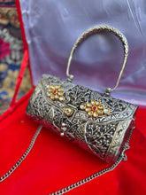 Load image into Gallery viewer, Embellished Oxidized Silver Handbag
