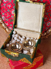 Load image into Gallery viewer, Brocade/ Patola Gift Boxes with Pure Brass Deepaks
