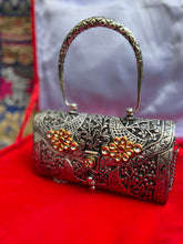 Load image into Gallery viewer, Embellished Oxidized Silver Handbag
