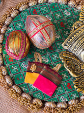 Load image into Gallery viewer, Pooja Favors- Mini Gota wrapped Coconut w/Haldi Kumkum
