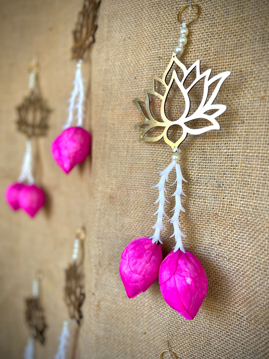 Gold Lotus Cutout Hangings - Set of 2