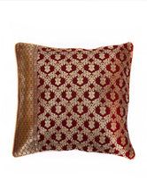 Load image into Gallery viewer, Red Banarasi Brocade Cushion Cover
