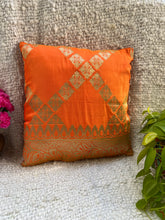 Load image into Gallery viewer, Yellow Banarasi Brocade Cushion Cover
