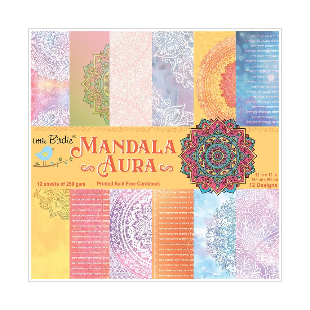 Mandala Foil Printed Cardstock- Pack of 12