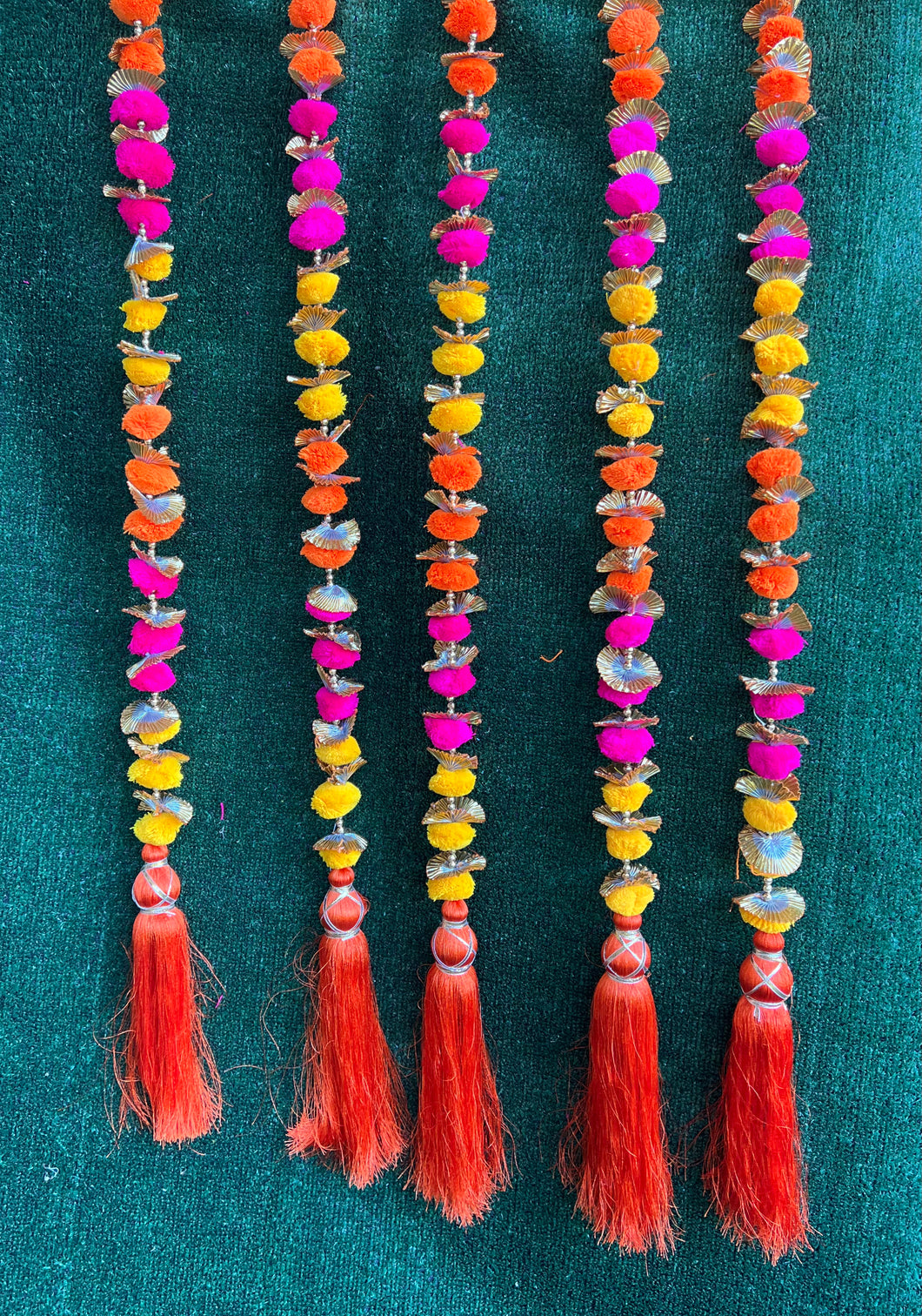 Large Pompom Garland with Tassels- Set of 2