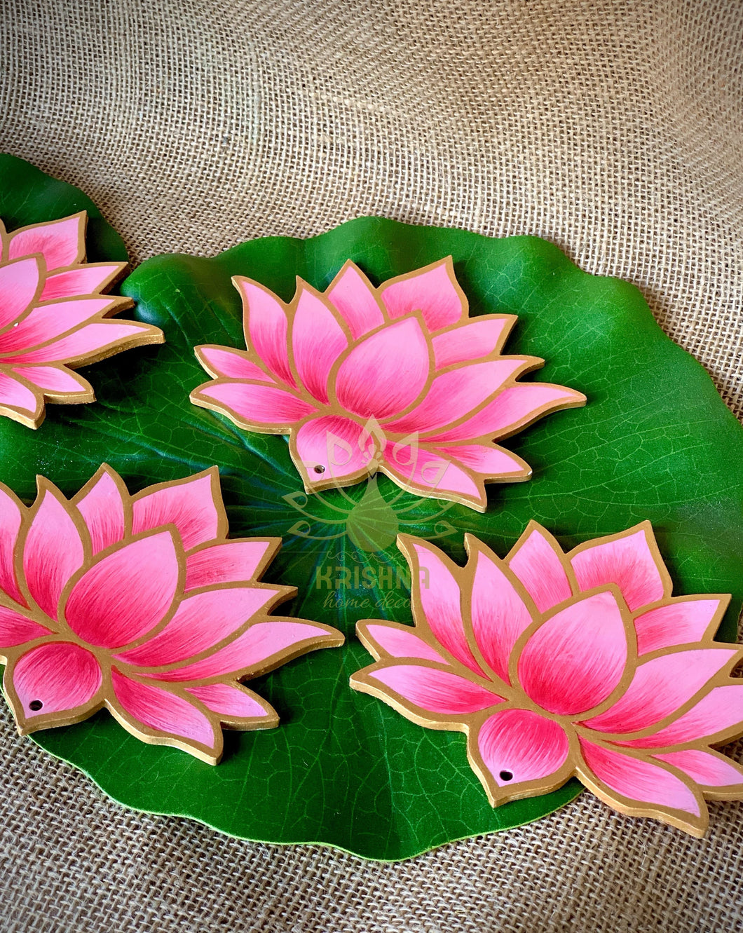 Preorder Now- Handpainted Pichwai Lotus Cutouts- set of 4