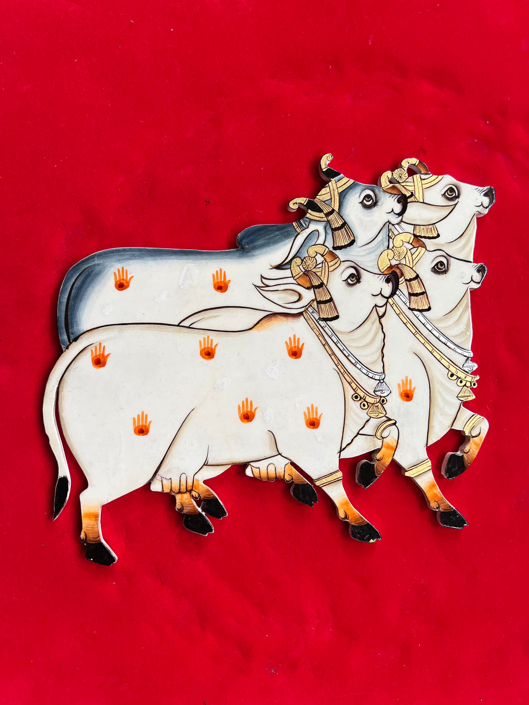 Handpainted MDF cutout Cow herd of 4