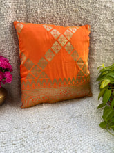 Load image into Gallery viewer, Orange Banarasi Cushion Cover

